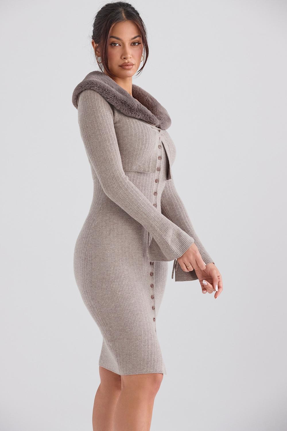 Dahlia Beige Cashmere Cardigan Product Image