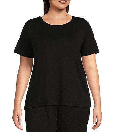 Crewneck Short-Sleeve Stretch Jersey Top Product Image