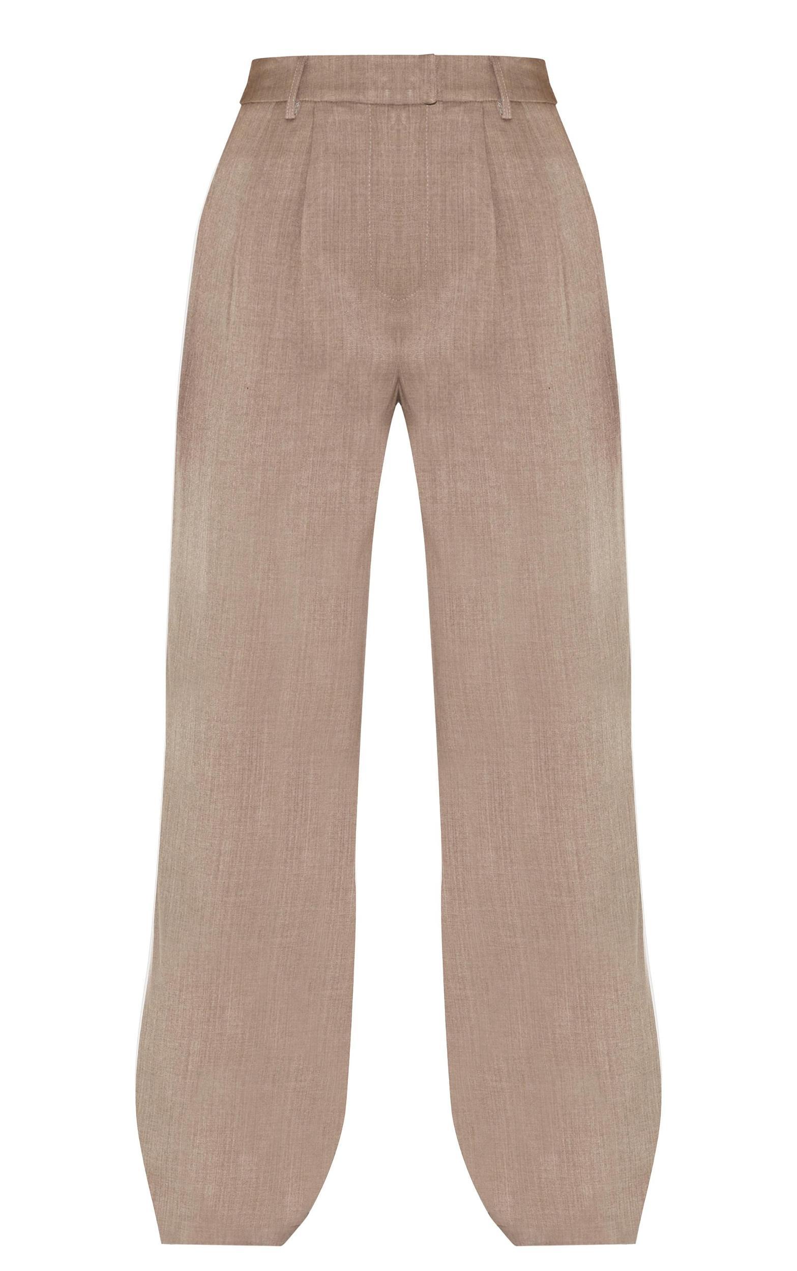 Petite Taupe Wide Leg Tailored Pants Product Image