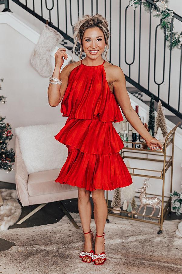 Central Avenue Pleated Dress In Red Product Image