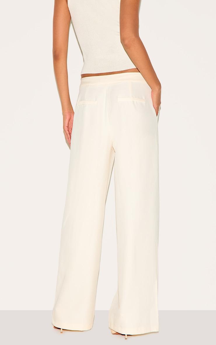 Cream Adjustable Waist Tailored Pants Product Image