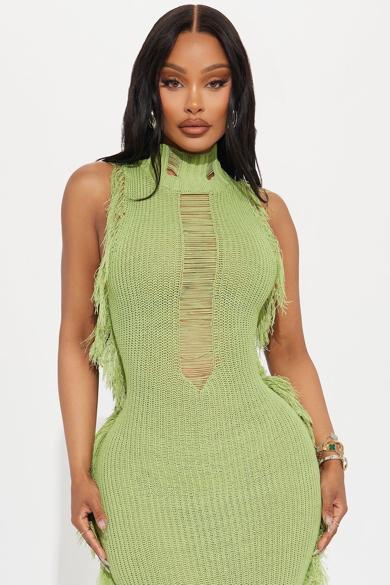 Karina Knit Maxi Dress - Lime Product Image