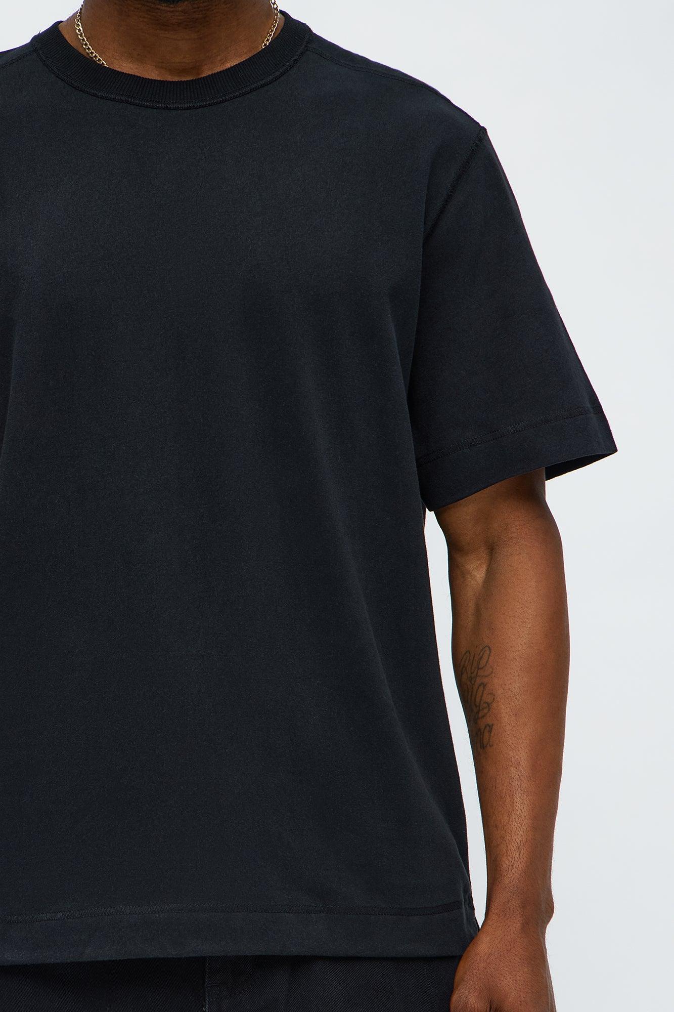 Reverse Seam Cotton Short Sleeve Crew - Black Wash Product Image