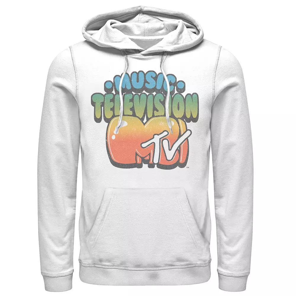 Men's MTV Logo Bubble Balloon Font Style Hoodie, Size: XXL, White Product Image