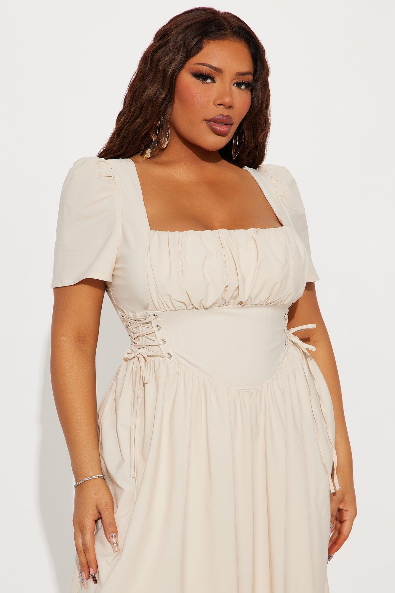 Heidi Square Neck Maxi Dress - Cream Product Image