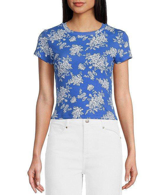 Copper Key Knit Floral Print T-Shirt Product Image