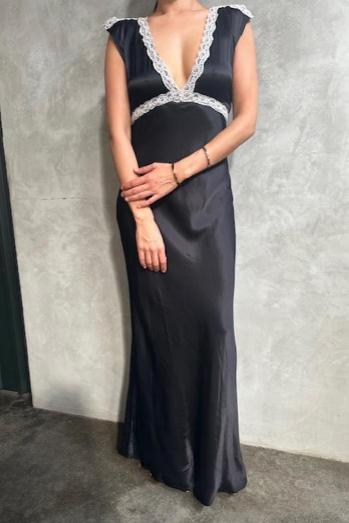 Satin Lace Trim Maxi Product Image