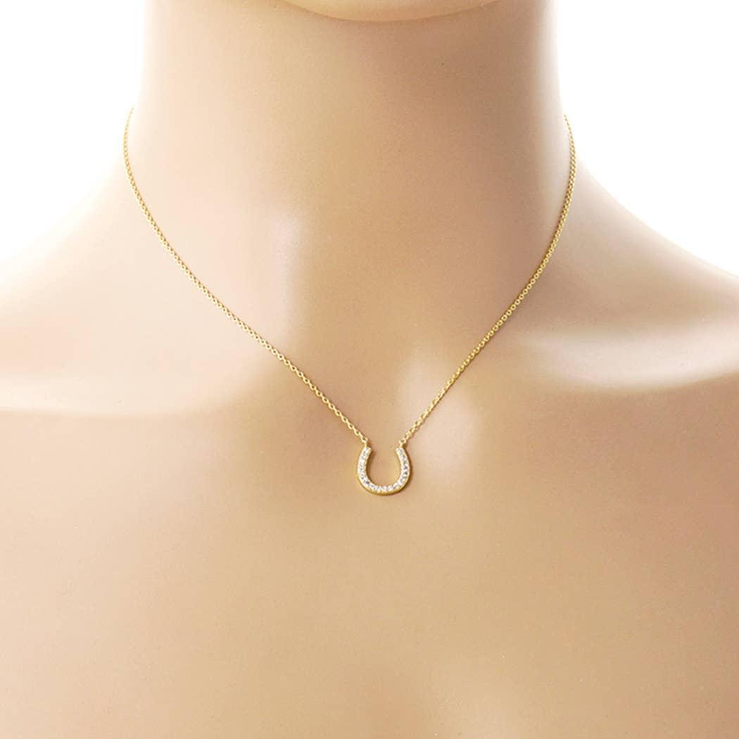 CZ Gold-Dipped Horseshoe Necklace Product Image