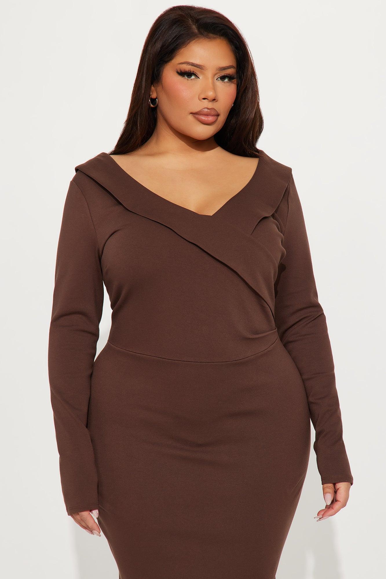 Mary Jane Ponte Midi Dress - Brown Product Image