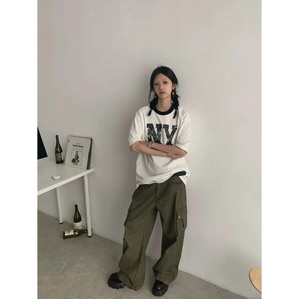 RT No. 18852 CARGO BAGGY STRAIGHT PANTS Product Image