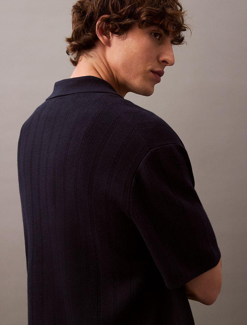 Jacquard Mesh Sweater Polo Shirt Product Image