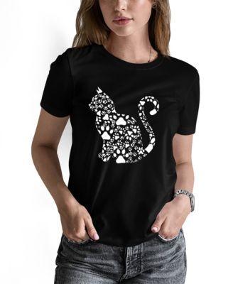 La Pop Art Womens Word Art Cat Paws T-Shirt Product Image