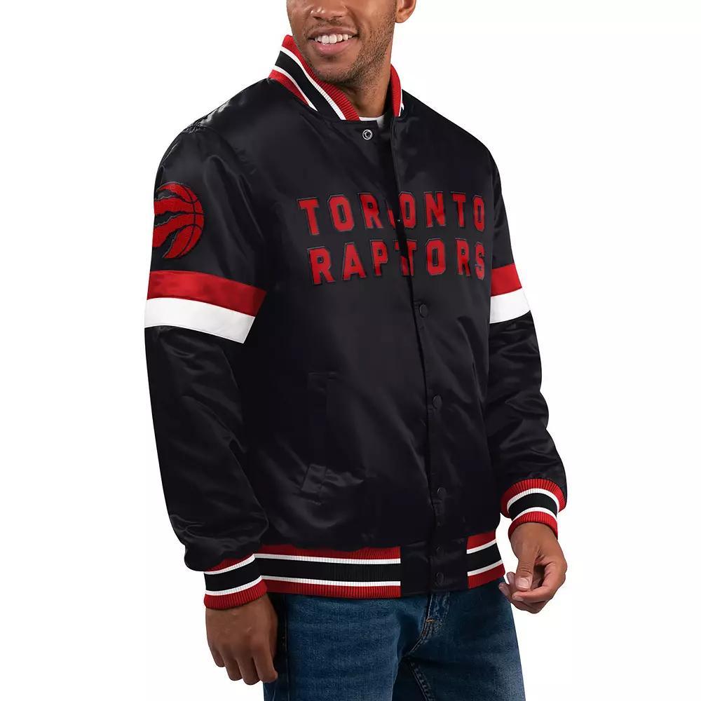 Men's Starter Black Toronto Raptors Home Game Satin Full-Snap Varsity Jacket, Size: Medium, Rpt Black Product Image