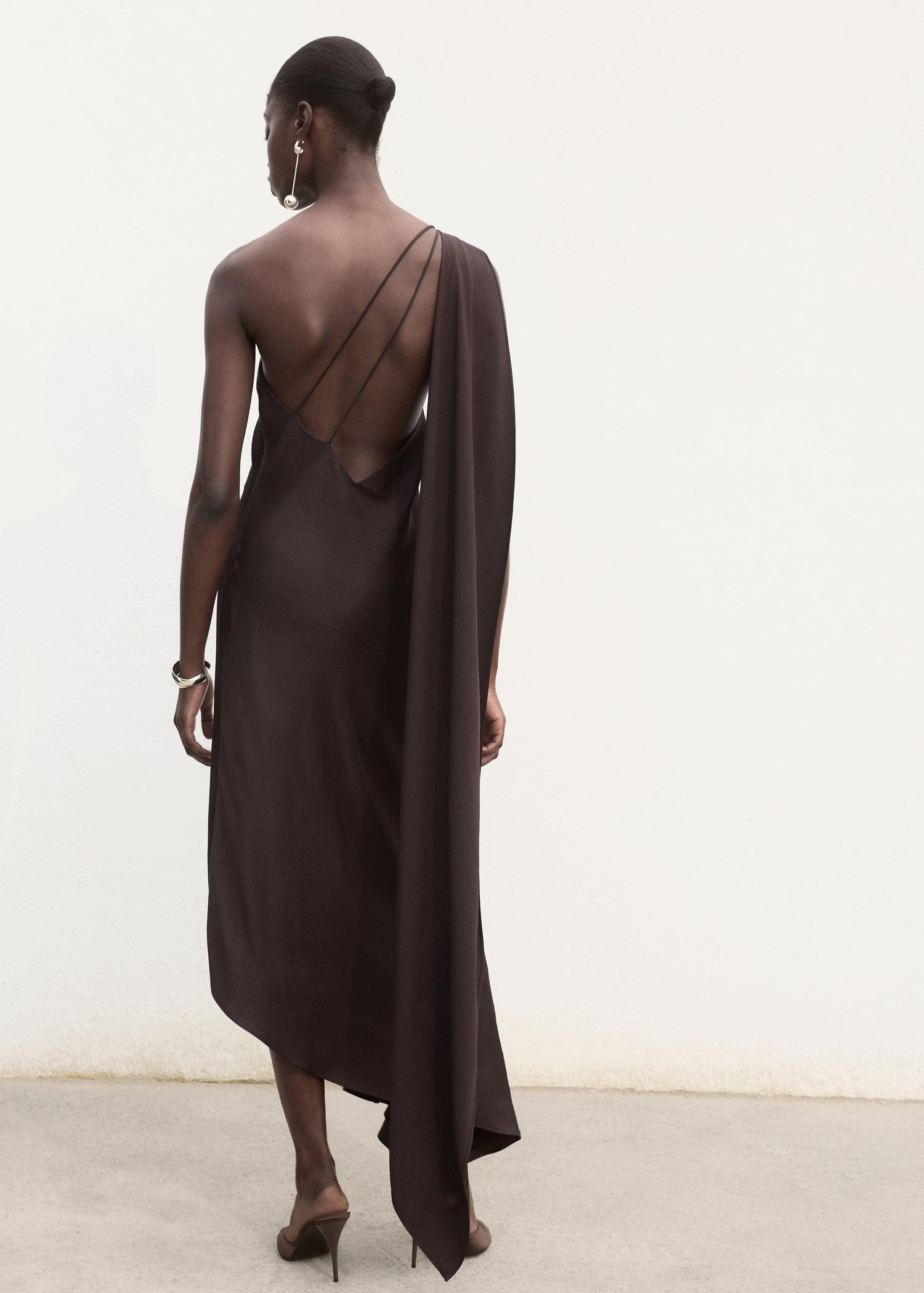 Asymmetrical satin dress - Women | MANGO USA Product Image
