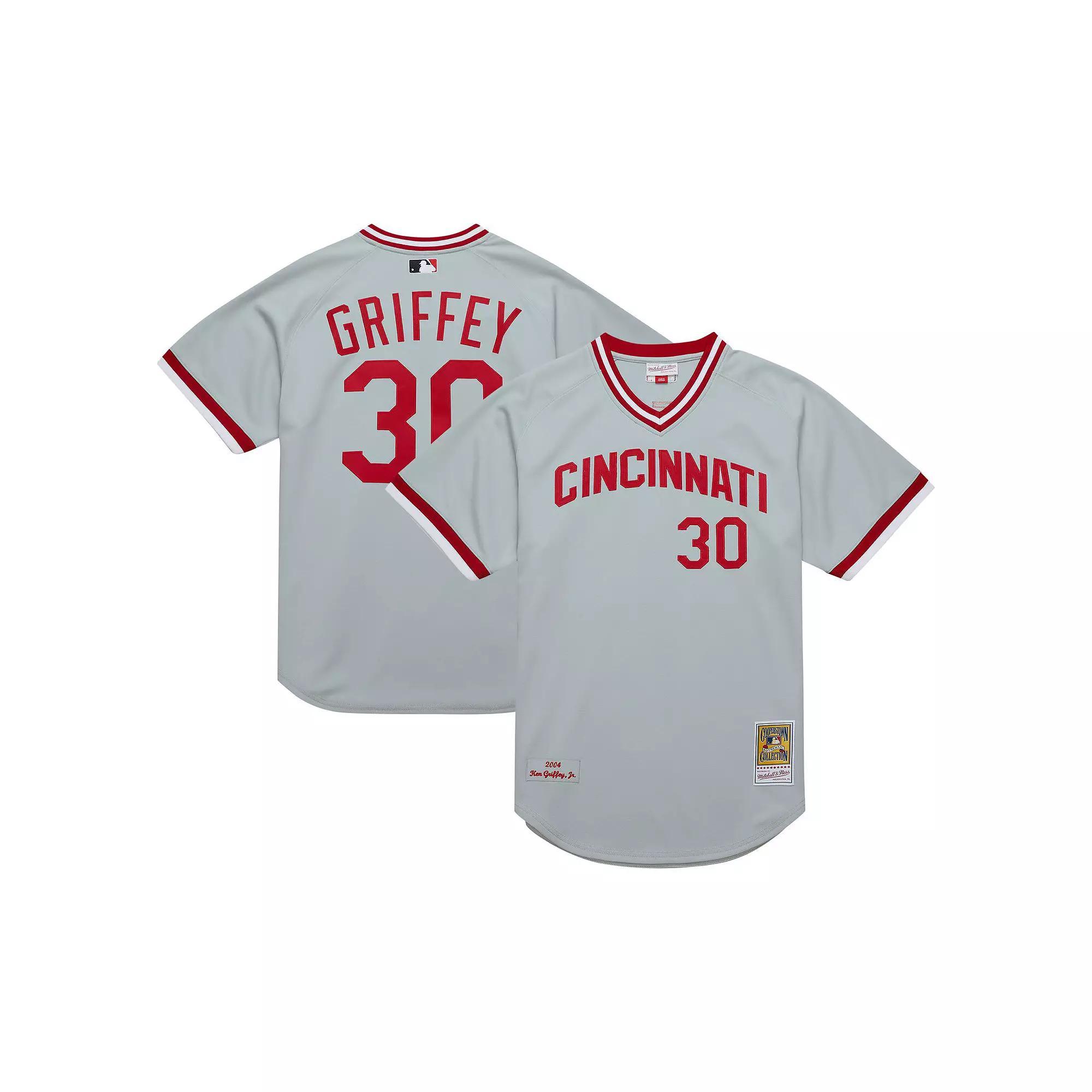 Mens Mitchell & Ness Ken Griffey Jr. Gray Cincinnati Reds 2004 Cooperstown Collection Authentic Throwback Jersey Product Image