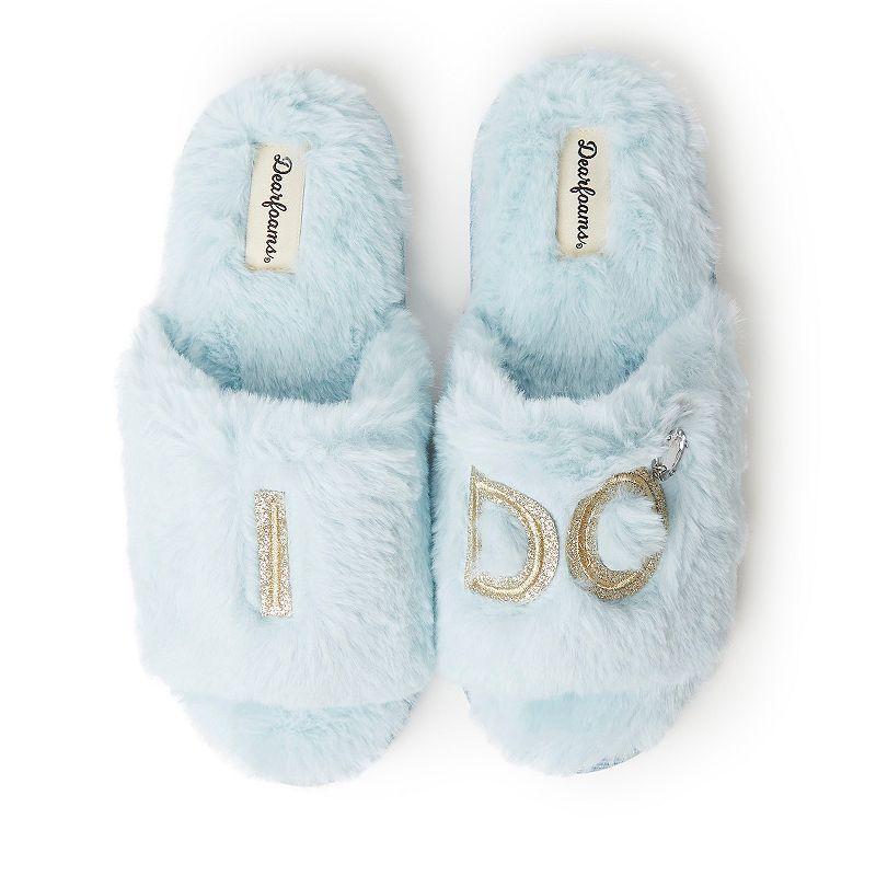 Dearfoams "I Do" Faux-Fur Bridal Women's Slide Slippers, Size: Small, I Do Blue Product Image