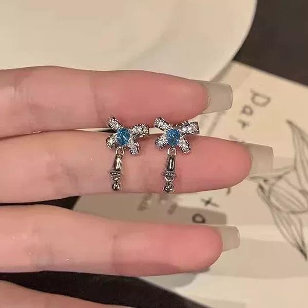 Butterfly Rhinestone Alloy Bell Earrings Product Image