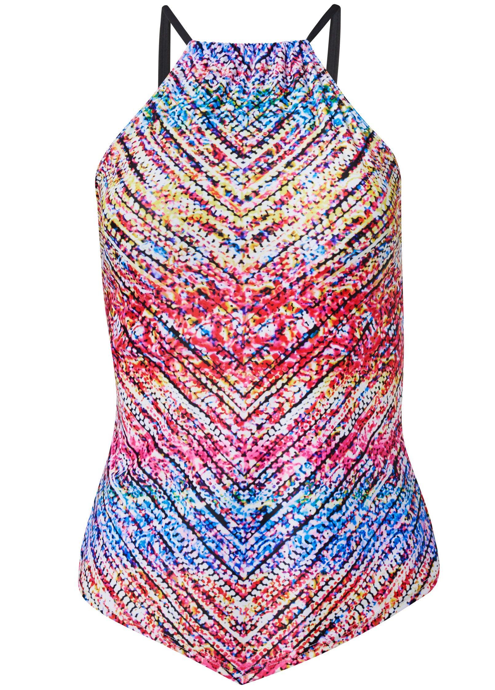 Hanky Hem High-Neck Tankini - Sunset Jive Product Image