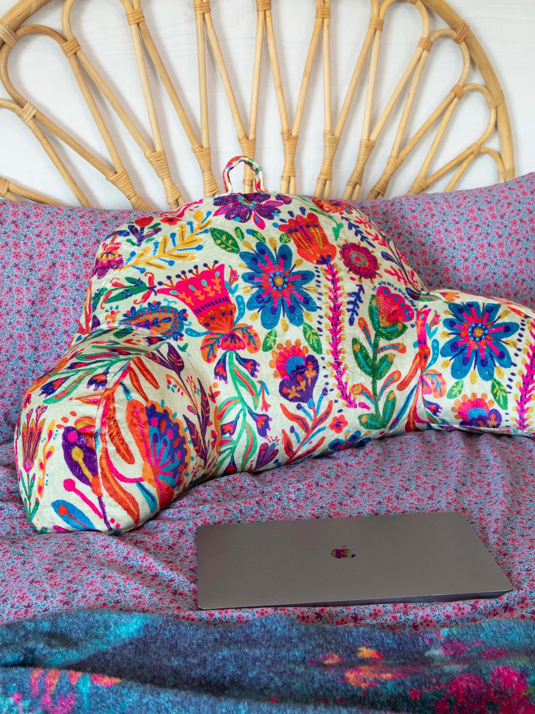 Cozy Backrest Pillow - Rainbow Cream Floral Product Image