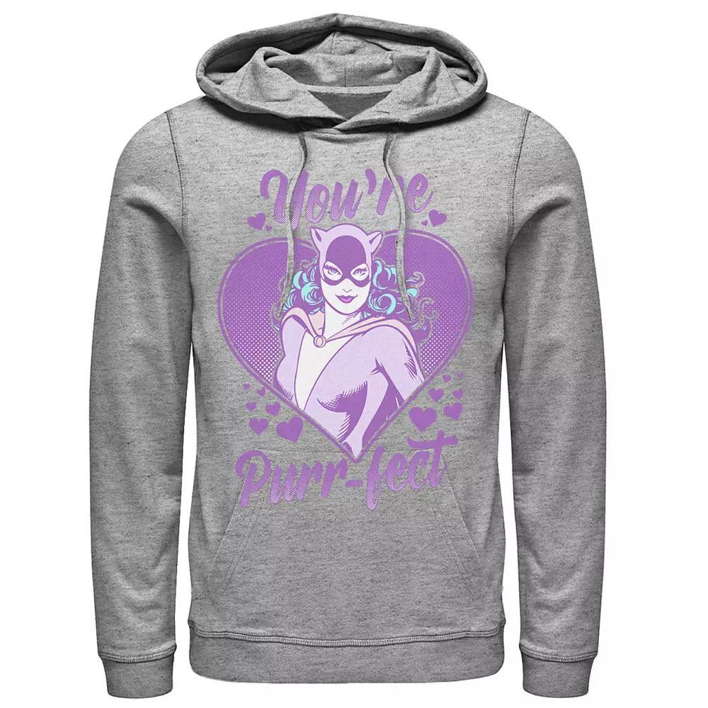 Men's DC Comics Valentine's Day Catwoman You're Purr-fect Hoodie, Size: Medium, Athletic Grey Product Image