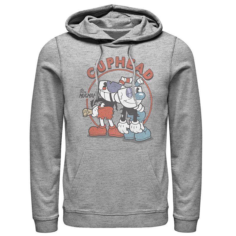 Men's Cuphead Bros. Hooded Pull Over, Size: Large, Athletic Grey Product Image