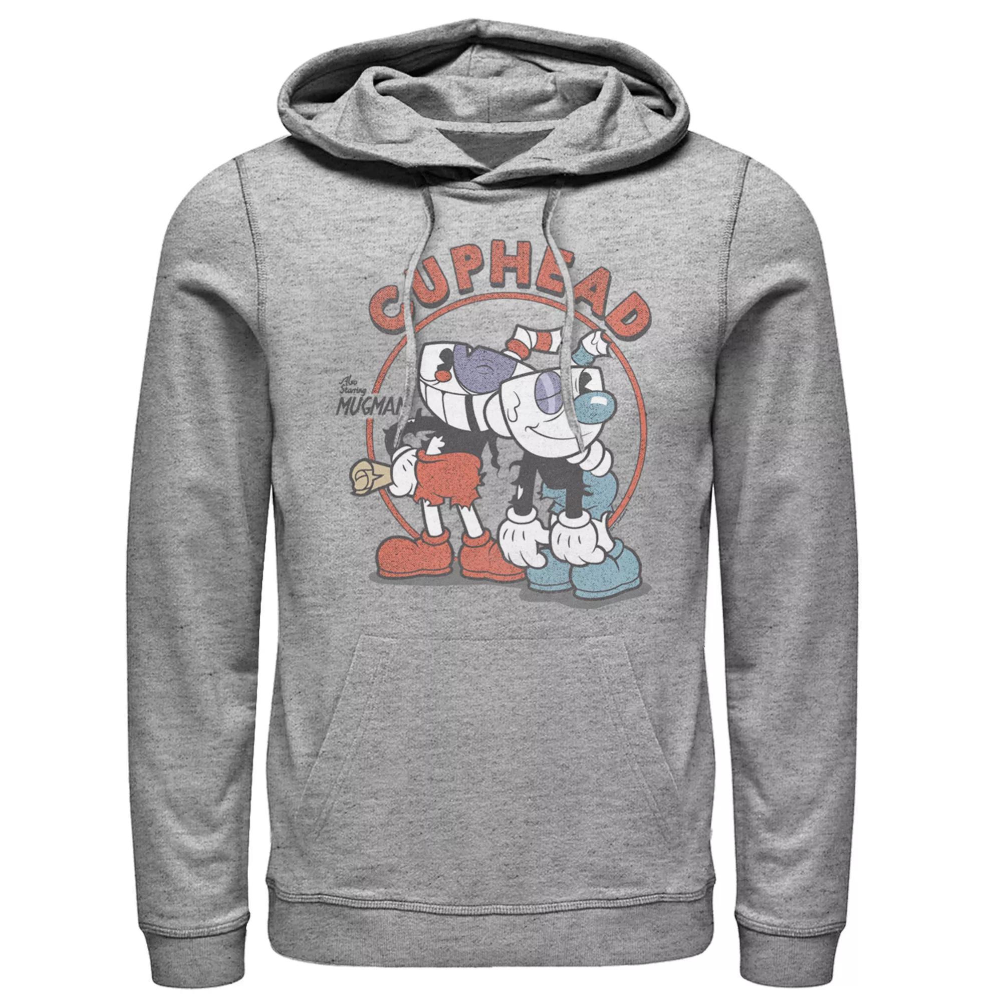 Men's Cuphead Bros. Hooded Pull Over, Size: Large, Athletic Grey Product Image