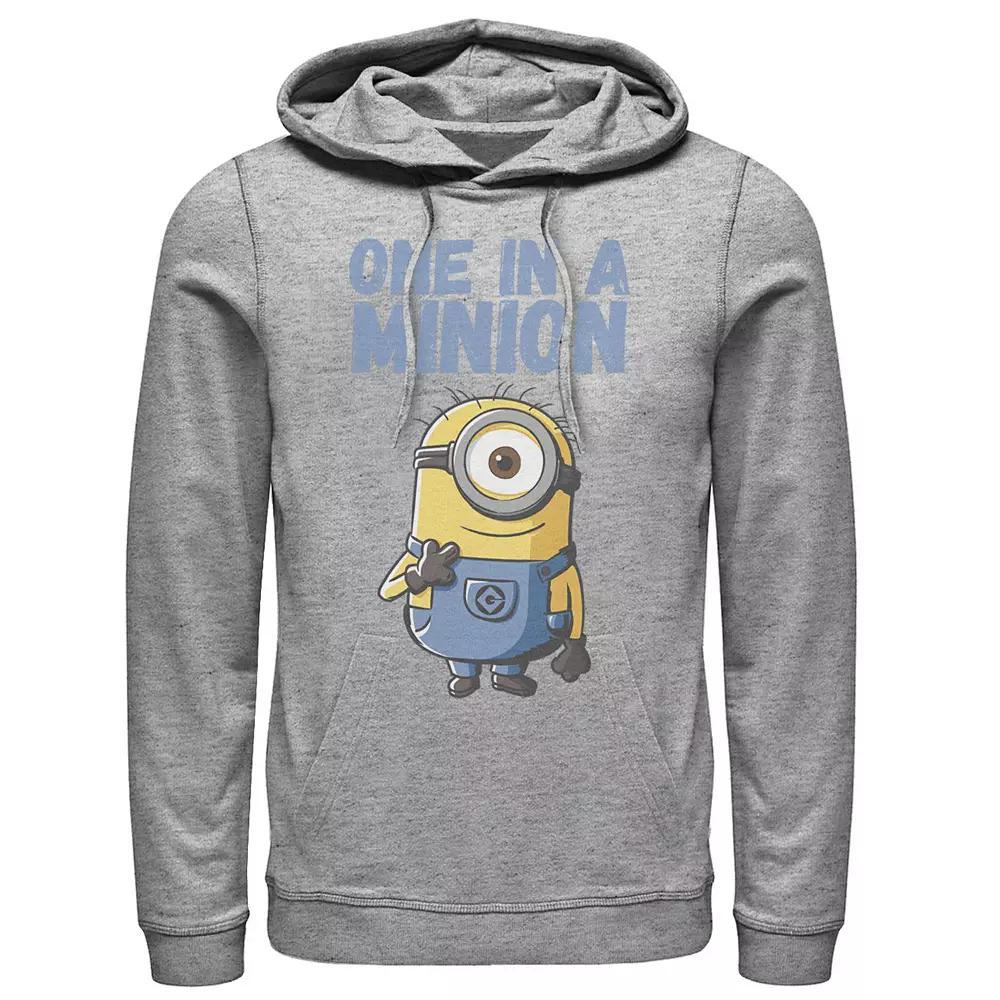 Men's Despicable Me Minions Stuart One In A Minion Hoodie, Size: Large, Athletic Grey Product Image
