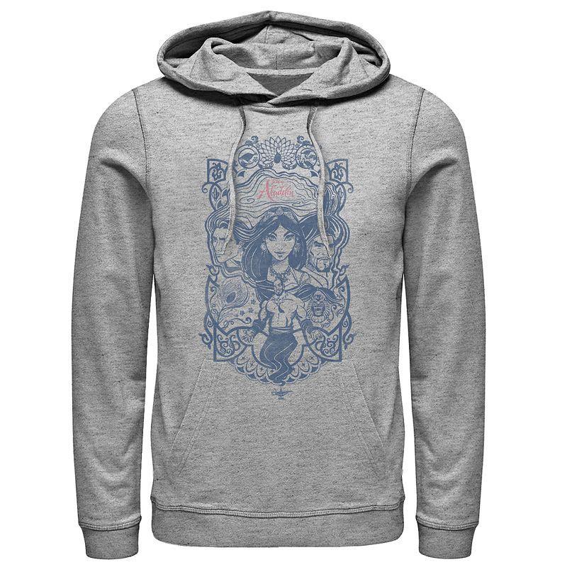 Disney's Aladdin Men's Jasmine, Jafar & Genie Graphic Hoodie, Size: Large, Athletic Grey Product Image