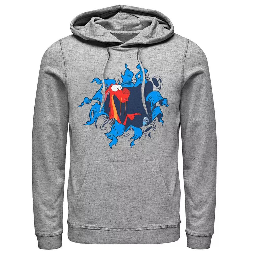 Disney's Mulan Mushu Cri-Kee Takes The Blame Men's Graphic Hoodie, Size: Small, Athletic Grey Product Image