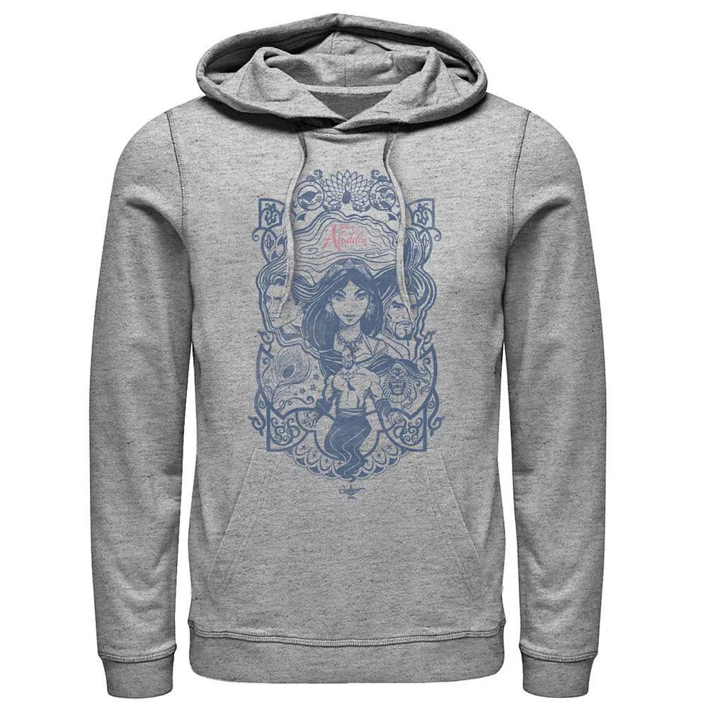 Disney's Aladdin Men's Jasmine, Jafar & Genie Graphic Hoodie, Size: Large, Athletic Grey Product Image