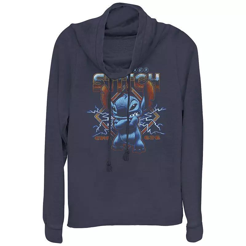 Juniors' Lilo & Stitch Rock Poster Stitch Cowlneck Graphic Lightweight Long Sleeve, Girl's, Size: XL, Blue Product Image