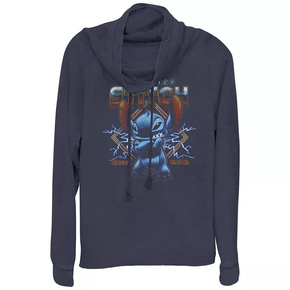 Juniors' Lilo & Stitch Rock Poster Stitch Cowlneck Graphic Lightweight Long Sleeve, Girl's, Size: XL, Blue Product Image