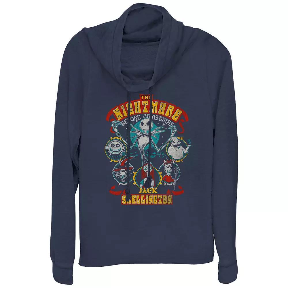 Disney's The Nightmare Before Christmas Halloween Lineup Women's Cowlneck Graphic Lightweight Long Sleeve, Size: Small, Blue Product Image