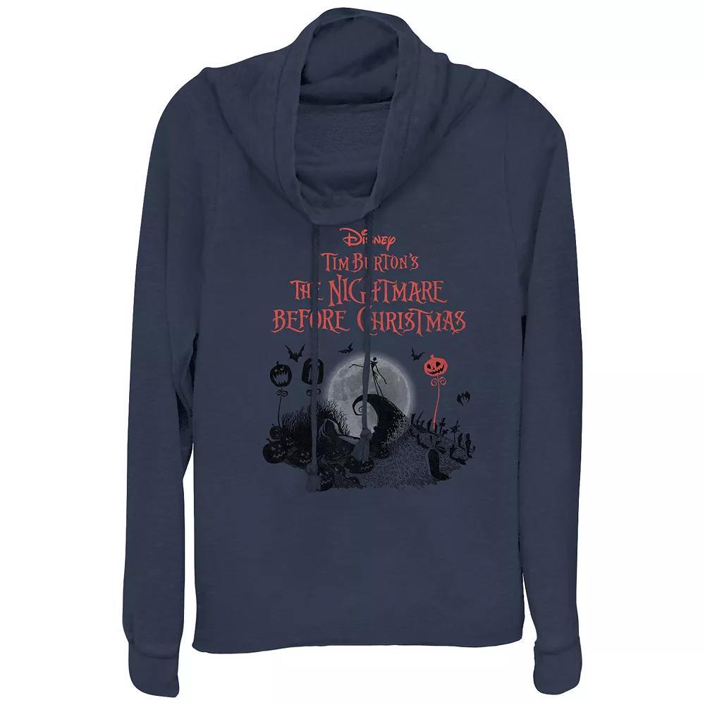 Disney's The Nightmare Before Christmas Halloween Lineup Women's Cowlneck Graphic Lightweight Long Sleeve, Size: Small, Blue Product Image