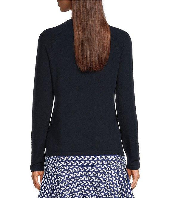 J.McLaughlin Jamey Crew Neck Button Trim Raglan Long Sleeve Sweater Product Image
