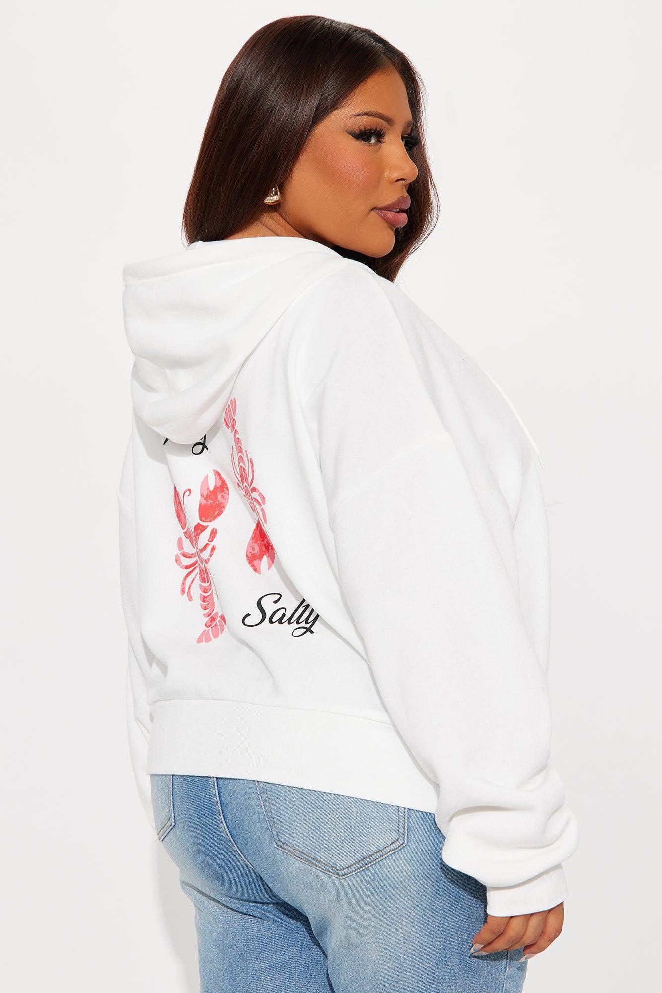 Stay Salty Zip Up Hoodie - Cream Female Product Image