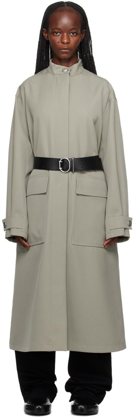 JIL SANDER Green Belted Coat In 317 Slate Green Product Image