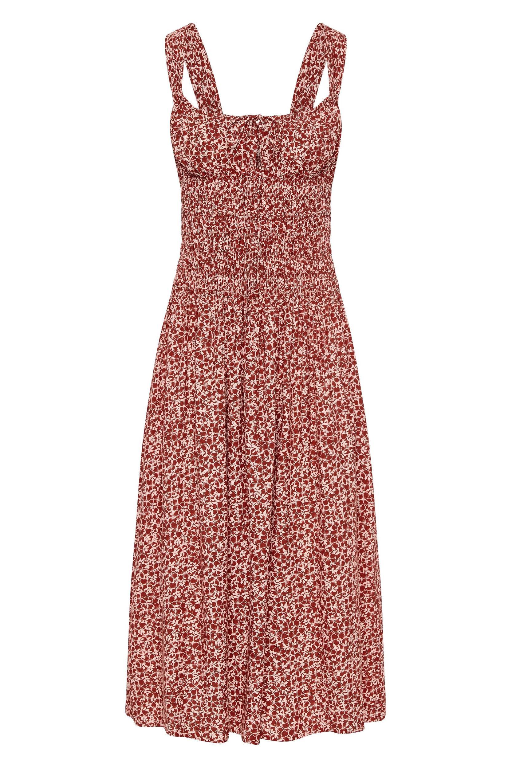 Yerres Midi Dress Peony Stamp Garnet Product Image