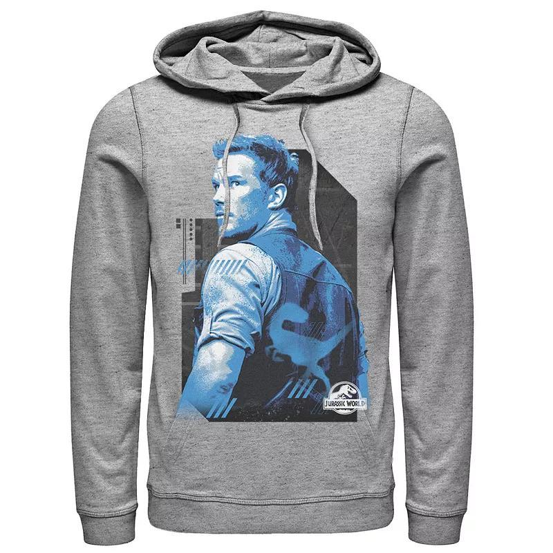 Men's Jurassic World Owen Blue Tone Portrait Hoodie, Size: XL, Athletic Grey Product Image