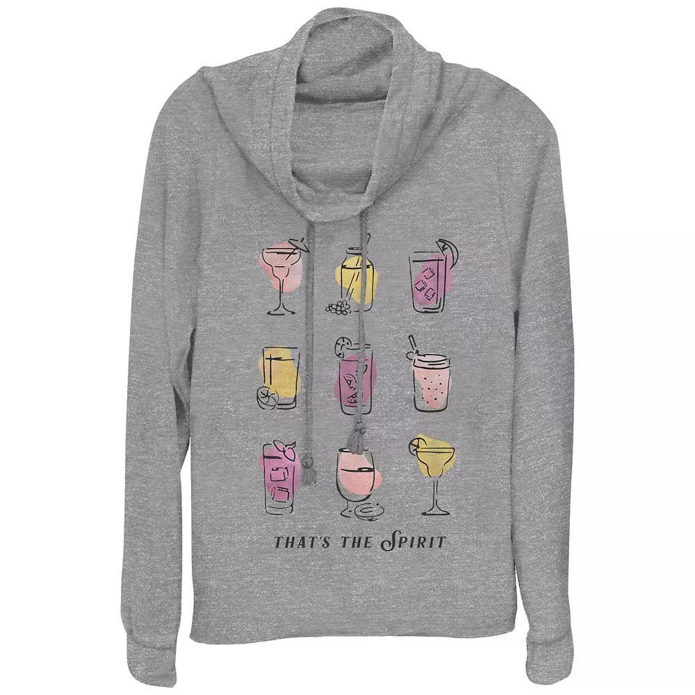 Women's Cocktails That's The Spirit Cowlneck Graphic Lightweight Long Sleeve, Girl's, Size: XXL, Gray Grey Product Image