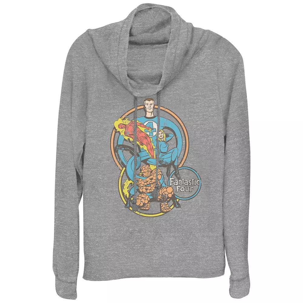 Women's Marvel Fantastic Four Super Hoops Cowlneck Graphic Lightweight Long Sleeve, Size: Small, Gray Grey Product Image