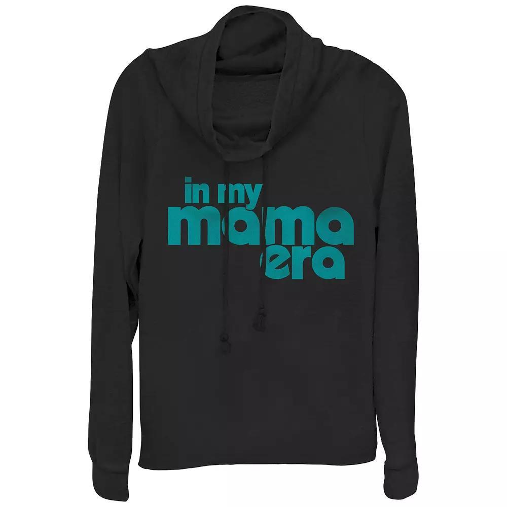 Women's In My Mama Era Cowlneck Graphic Lightweight Long Sleeve, Size: XS, Black Product Image