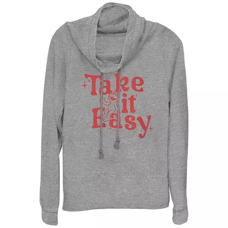 Plus Size PBS Kids Sesame Street Elmo Take It Easy Cowlneck Graphic Lightweight Long Sleeve, Women's, Size: 1XL, Gray Grey Product Image
