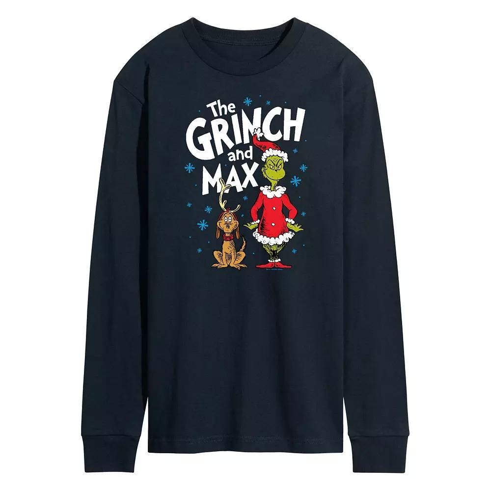 Men's Dr. Seuss The Grinch and Max Long Sleeve Tee, Size: Large, Black Product Image