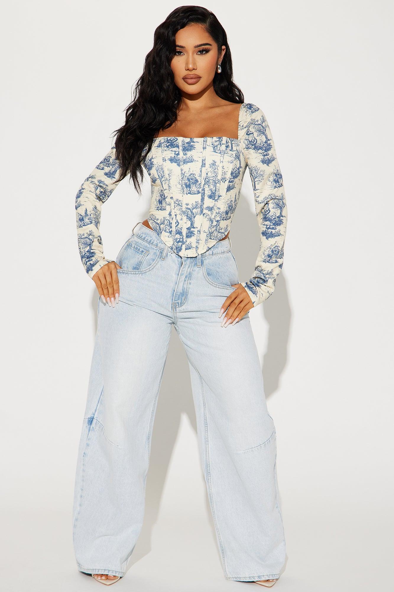 Simple Life Corset Top - Blue/combo Product Image