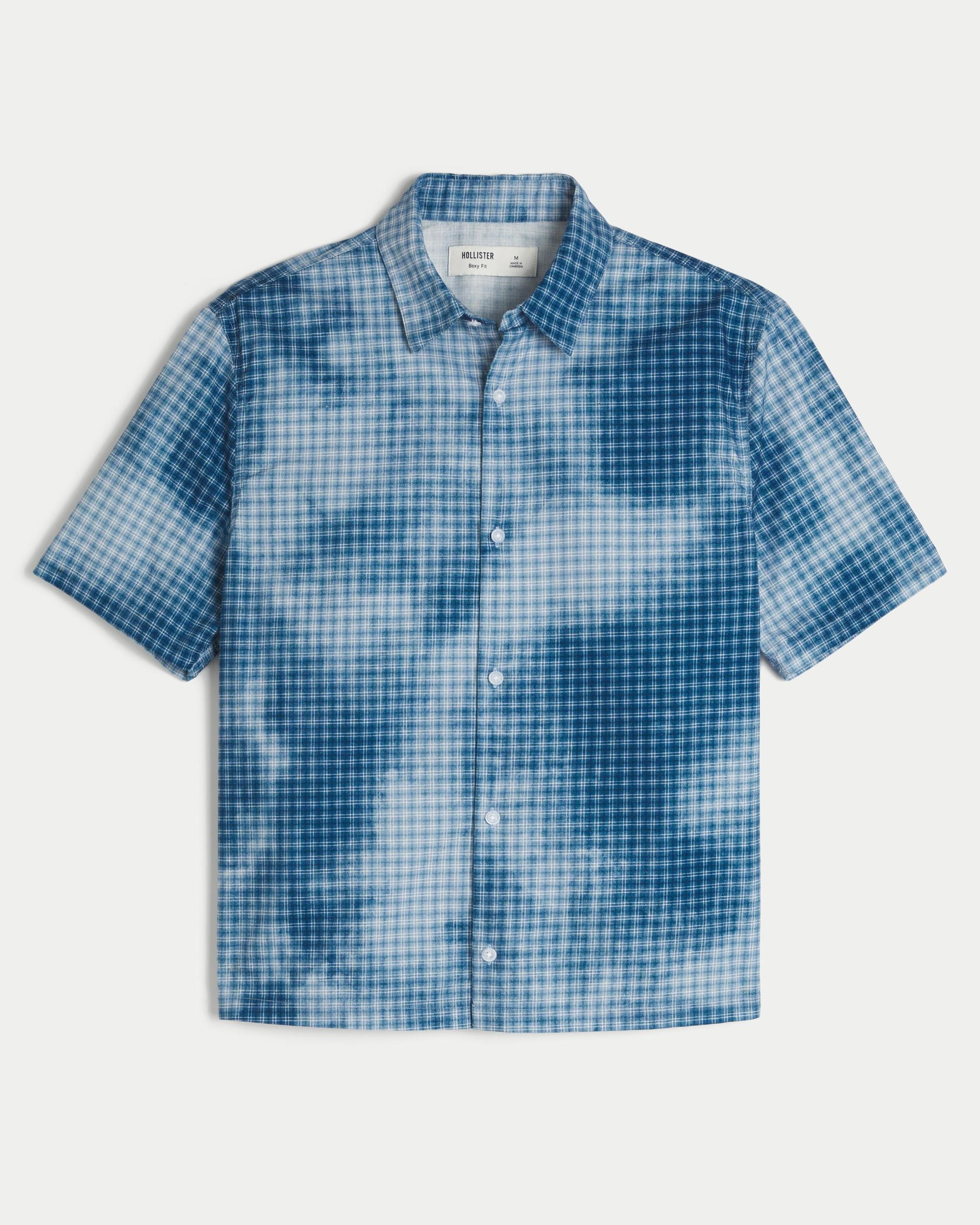 Boxy Short-Sleeve Leopard Print Poplin Shirt Product Image