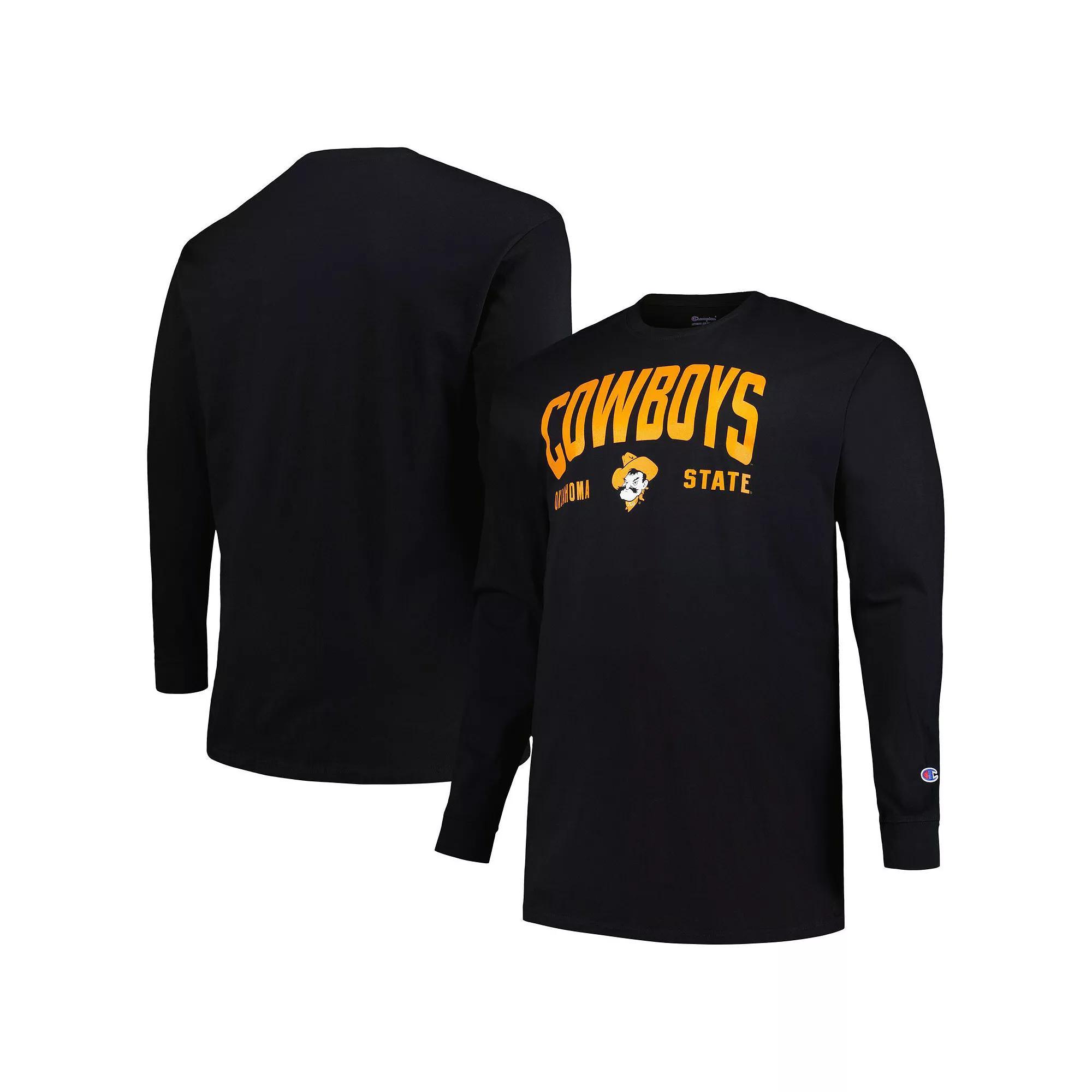 Men's Champion Texas Black Oklahoma State Cowboys Big & Tall Arch Long Sleeve T-Shirt, Size: 4XB Product Image