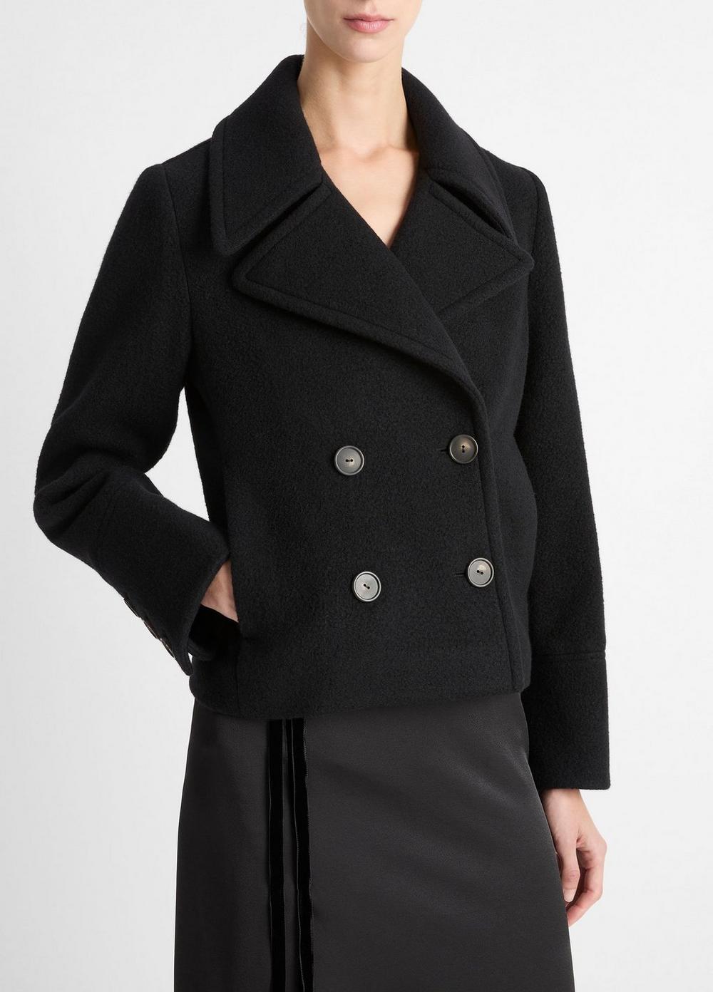 Womens Boiled Wool Crop Peacoat Product Image