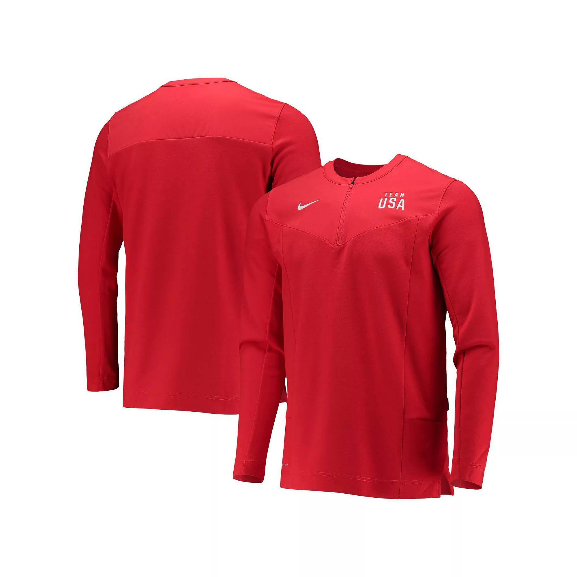 Men's Nike Red Team USA Half-Zip Performance Jacket, Size: Medium, Usa Red Product Image