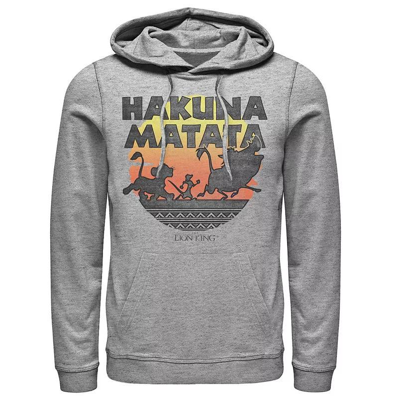 Disney's The Lion King Men's Hakuna Matata Sunset Silhouette Poster Hoodie, Size: Small, Athletic Grey Product Image